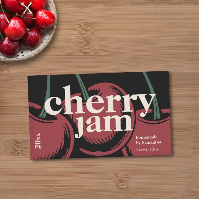 Modernes Kirschmarmeladen-Etikett Aufkleber (Modern Cherry Jam Label Sticker)