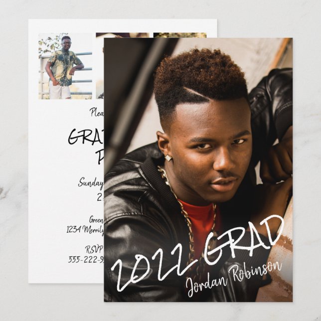 Modernes Klassenjahr Party mit Handschrift Einladung (Vorne/Hinten)