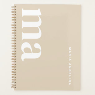 Modernes, klassisches Beige Monogramm Planer