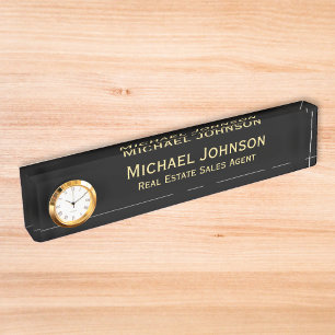 Modernes klassisches Black Gold Business Office Ti Namensplakette