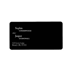 Modernes klassisches Black Wedding Address Label Adressaufkleber