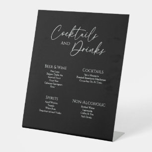 Modernes klassisches Black Wedding Drinks Bar Sign Sockelschild