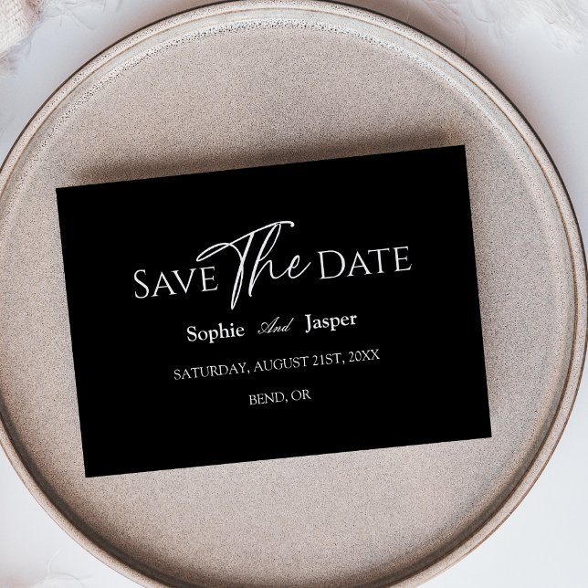 Modernes klassisches Black Wedding Flat Save the D Save The Date (Von Creator hochgeladen)