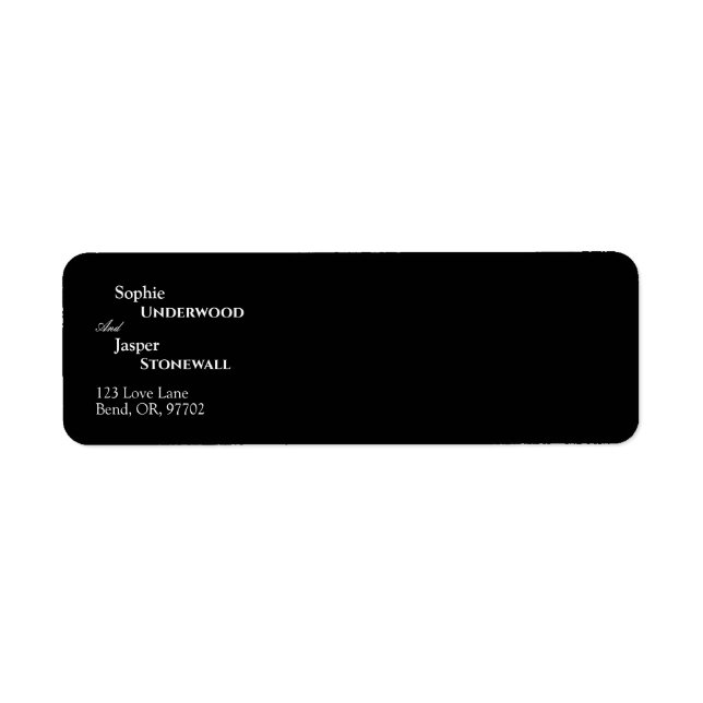 Modernes klassisches Black Wedding Return Label (Vorne)