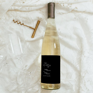 Modernes klassisches Black Wedding Wine Label Weinetikett