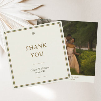 Modernes klassisches Foto für Hochzeiten in Elfenb Dankeskarte