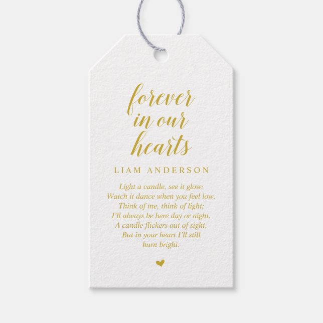 Modernes klassisches Gold, Beerdigungsdienst Geschenkanhänger (Vorderseite)