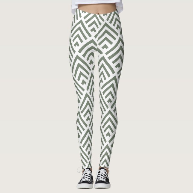 Modernes klassisches graues Muster geometrisch Leggings (Vorderseite)