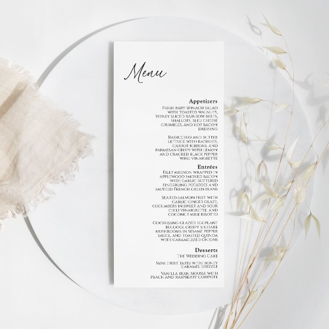 Modernes klassisches Hochzeitsmenü Menükarte (Von Creator hochgeladen)
