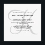 Modernes klassisches Monogramm bei grauer Hochzeit Einladung<br><div class="desc">Diese stilvollen Einladungen zur Hochzeit zeigen Ihr Monogramm in einem großen,  modernen Text in Weich-Grau auf weißem Hintergrund. Ein schlichter,  eleganter Look für Ihre moderne Hochzeit.</div>