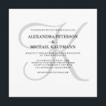 Modernes klassisches Monogramm bei grauer Hochzeit Einladung<br><div class="desc">Diese stilvollen Einladungen zur Hochzeit zeigen Ihr Monogramm in einem großen,  modernen Text in Weich-Grau auf weißem Hintergrund. Ein schlichter,  eleganter Look für Ihre moderne Hochzeit.</div>