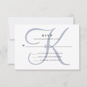Modernes klassisches Monogramm   Dusty Blue Weddin RSVP Karte
