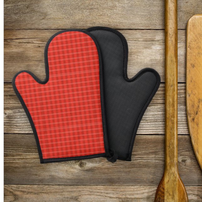 Modernes Klassisches Rot Kariert Ofenhandschuh (Modern Classic Red Plaid Oven Mitts (front and back))