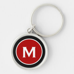 Modernes Klassisches Rotes Monogramm Schlüsselanhänger