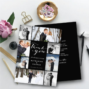 Modernes, klassisches Script 8 Multi-Foto Stilvoll Dankeskarte