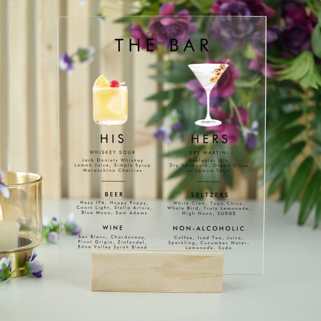 Modernes klassisches Signature Drinks Bar Menu Acrylschild (Von Creator hochgeladen)