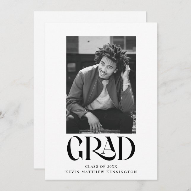 Modernes klassisches Typografie-Abschluss-Foto Ankündigung (Vorne/Hinten)