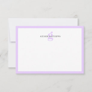 Modernes klassisches typografisches Lila Monogramm Mitteilungskarte