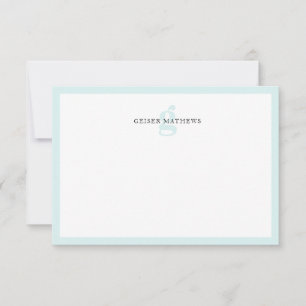 Modernes klassisches Typografisches Soft Blue Mono Mitteilungskarte