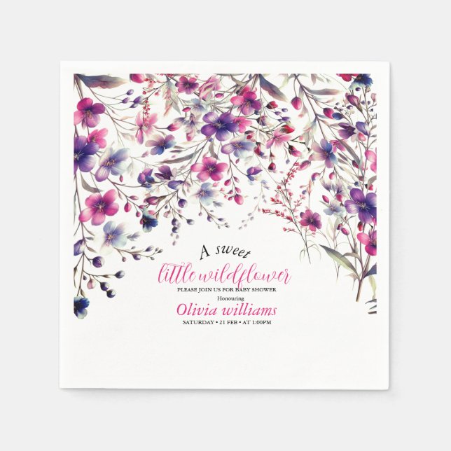 Modernes, kleines, wildes Blume-Rosa-Baby Serviette (Vorderseite)