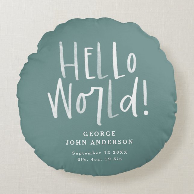 Modernes Kleinkind aquamariner Typografie Foto Rundes Kissen (Vorderseite)