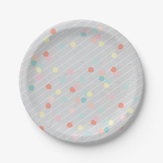 Modernes Konfettpapier-Party Pappteller (Vorderseite)