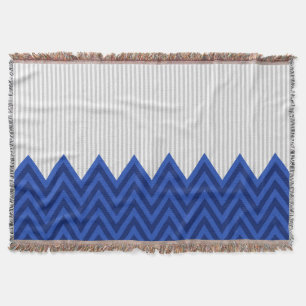 Modernes königliches Blau-Zickzack graues Decke