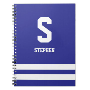 Modernes Königsblau-Monogramm-gewundenes Notizbuch Notizblock