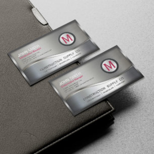 Modernes Konstruktionsmetall, Gerahmt, Monogramm, Magnetische Visitenkarte