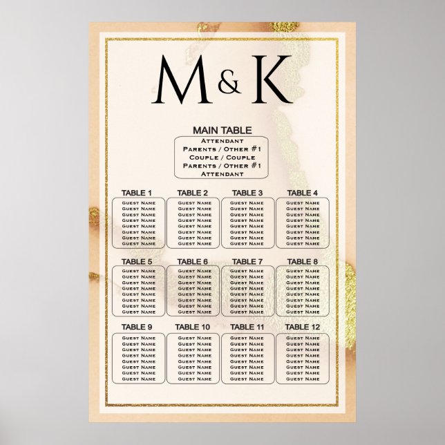 Modernes Korallen Abstrakt Phantastische Hochzeitp Poster (Vorne)