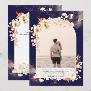 Modernes Korallenfloral FOTO DANKEN Dankeskarte