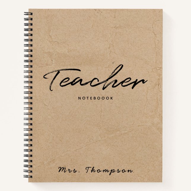 Modernes Kraft Minimalistisch Script Teacher Gift Notizbuch (Vorderseite)