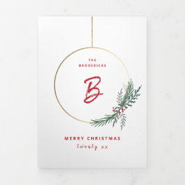 Modernes Kranz Weihnachtsfest - Foto Dreifach Gefaltete Karte