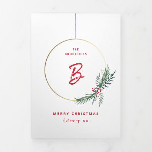 Modernes Kranz Weihnachtsfest - Foto Dreifach Gefaltete Karte