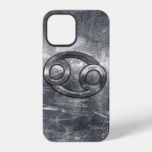 Modernes Krebszeichen im silbernen Metallstil iPhone Hülle