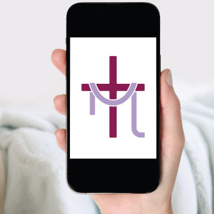 Modernes Kreuz mit violettem Gurt Christlicher G Einladung