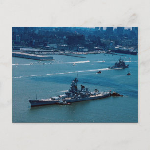 Modernes Kriegsschiff, "USS Wisconsin", New York,  Postkarte