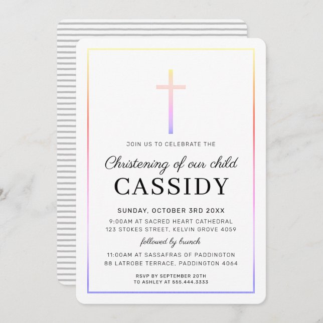 MODERNES KRISTENENZ EINLADUNG (Vorne/Hinten)