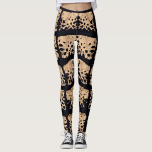 Modernes Krokodil-Muster in Rose Gold und Schwarz Leggings