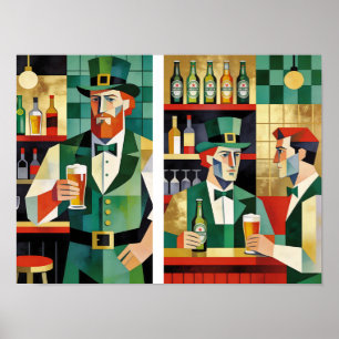 Modernes kubistisches irisches Pubplakat Poster