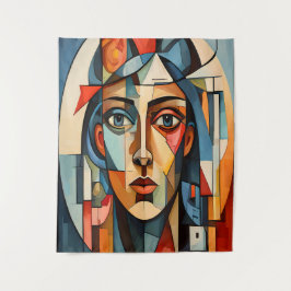 Modernes kubistisches Portrait Geometric Wall Art Wandteppich
