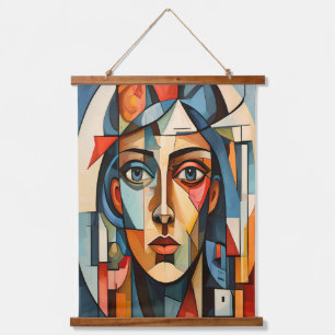 Modernes kubistisches Portrait Geometric Wall Art  Wandteppich Mit Holzrahmen