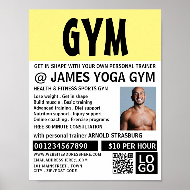 Modernes Kühl, Personal Trainer, Gymnastikwerbung Poster (Vorne)