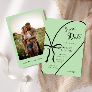 Modernes, kühne Herz-Bow-Foto-Hochzeit retten das Einladung