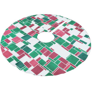 Modernes, kühne Rot und Grün Weihnachten Mondrian Polyester Weihnachtsbaumdecke