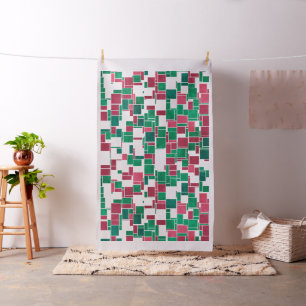 Modernes, kühne Rot und Grün Weihnachten Mondrian Stoff