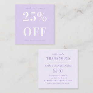 Modernes, kühne Typografie Lilac Lavender Business Rabattkarte