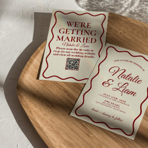 Modernes, kühnes Elfenbein Retro Funky Einzigartig Einladung