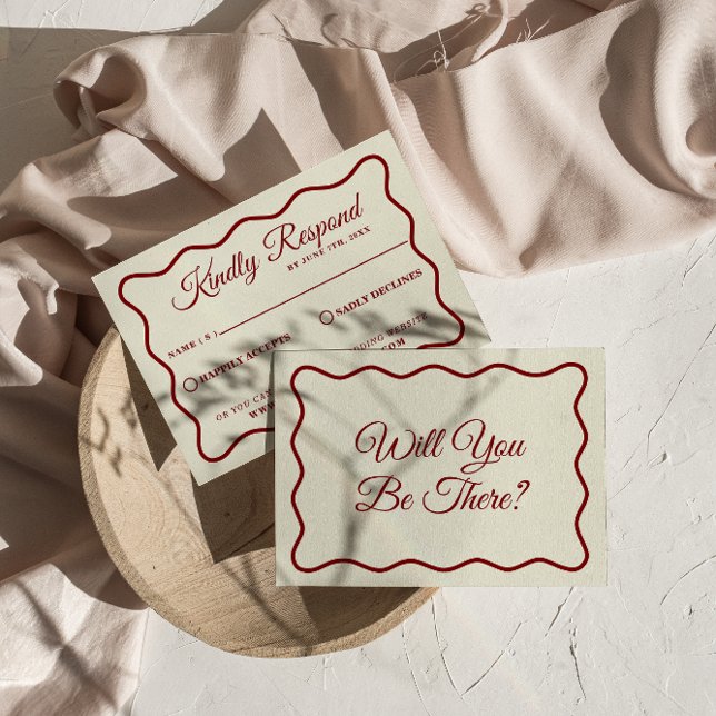 Modernes, kühnes Elfenbein Retro Funky Einzigartig RSVP Karte (Von Creator hochgeladen)