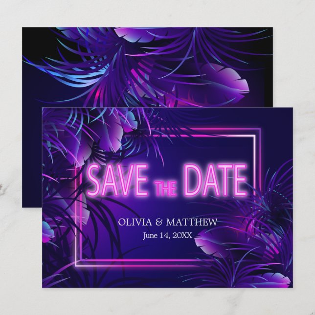 Modernes, kühnes Glühen in der Dunkelheit SAVE THE Einladung (Vorne/Hinten)
